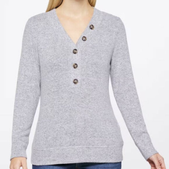 Market & Spruce | Henley Cozy Brushed Knit Top - Picture 2 of 2